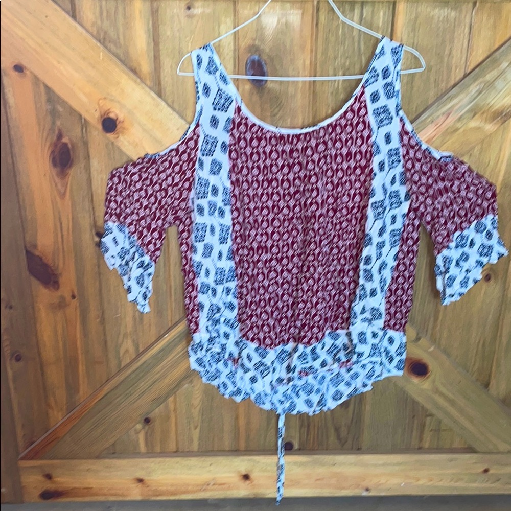Stylish Red and White Women's Top